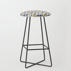 Geometric Fish Pattern - Blue and Olive Stool Gallery Image 1