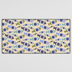 Geometric Fish Pattern - Blue and Olive Desk Mat Gallery Image 3
