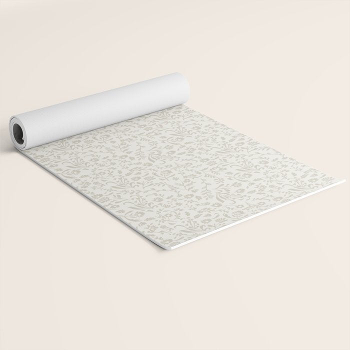 Beige Ditsy Toile Floral Yoga Mat Gallery Image 2