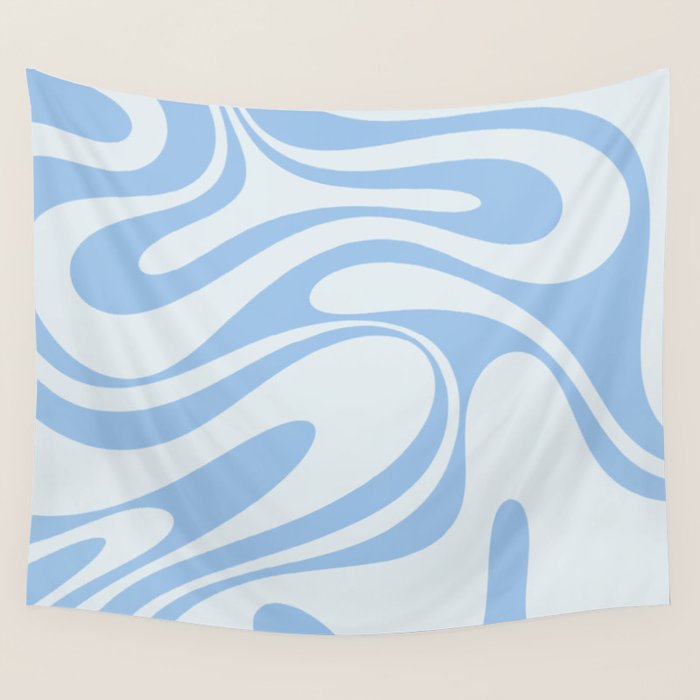 Retro Fantasy Swirl Abstract in Powder Blue Wall Tapestry Gallery Image 1