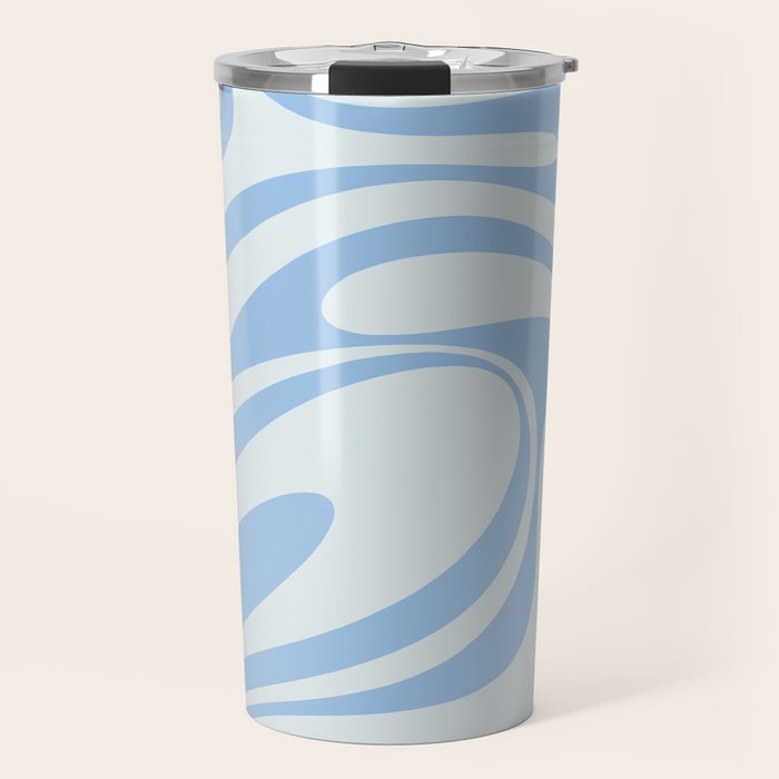 Retro Fantasy Swirl Abstract in Powder Blue Travel Mug Gallery Image 1