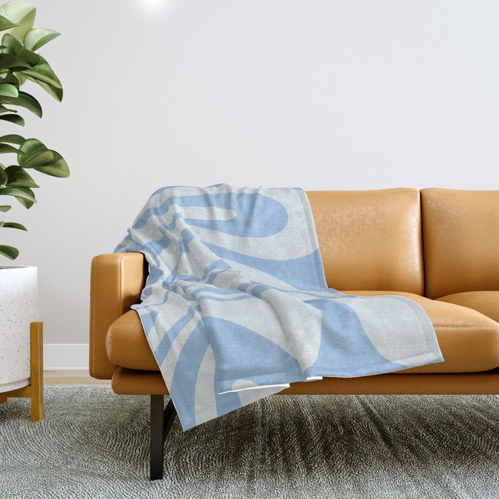 Retro Fantasy Swirl Abstract in Powder Blue Throw Blanket Gallery Image 1