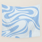 Retro Fantasy Swirl Abstract in Powder Blue Wall Tapestry Gallery Image 4