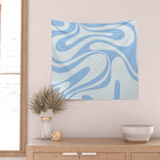 Retro Fantasy Swirl Abstract in Powder Blue Wall Tapestry Gallery Image 2