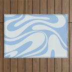 Retro Fantasy Swirl Abstract in Powder Blue Outdoor Rug Gallery Image 1