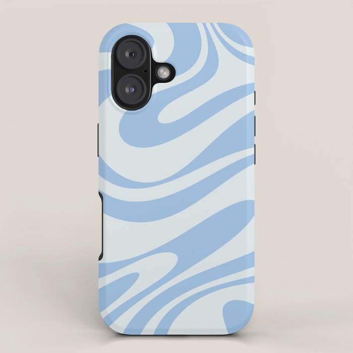 Retro Fantasy Swirl Abstract in Powder Blue iPhone Case Gallery Image 1