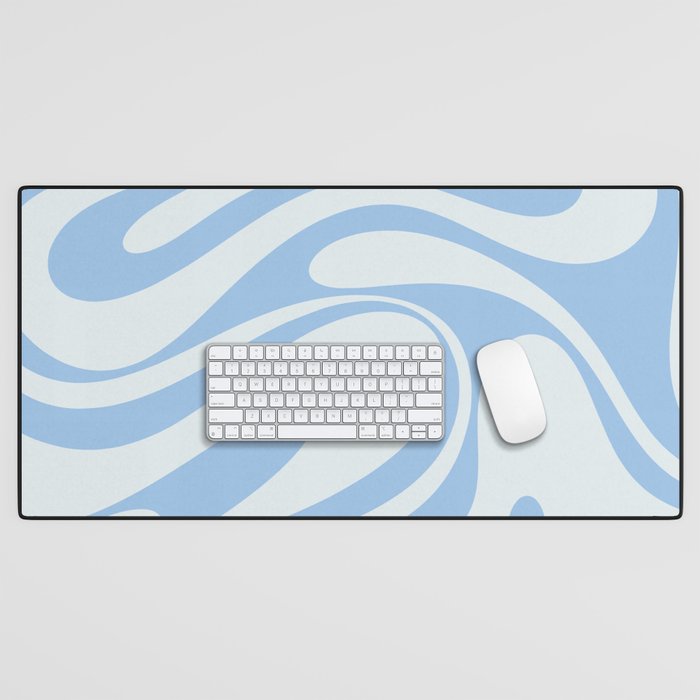 Retro Fantasy Swirl Abstract in Powder Blue Desk Mat Gallery Image 1