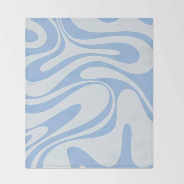 Retro Fantasy Swirl Abstract in Powder Blue Throw Blanket Gallery Image 2