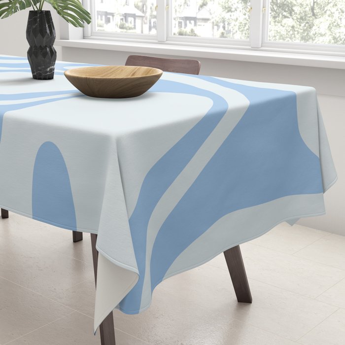Retro Fantasy Swirl Abstract in Powder Blue Tablecloth Gallery Image 3