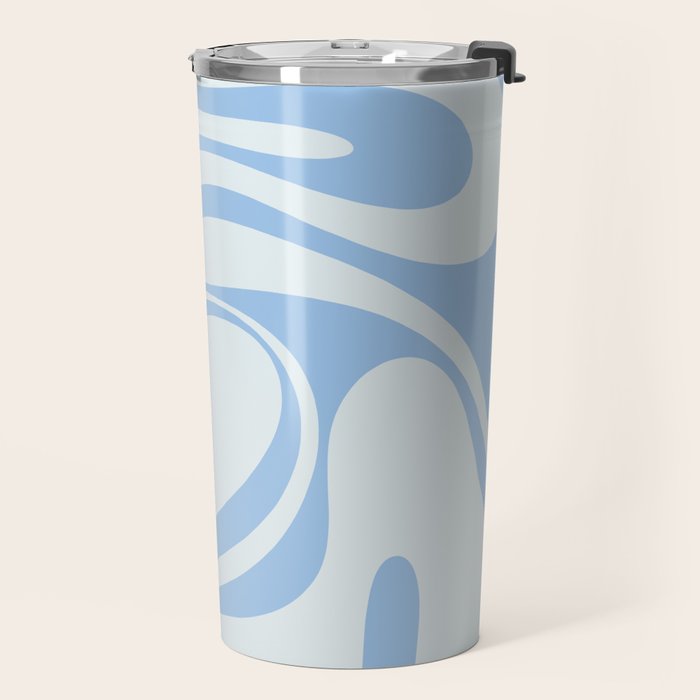 Retro Fantasy Swirl Abstract in Powder Blue Travel Mug Gallery Image 2