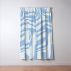 Retro Fantasy Swirl Abstract in Powder Blue Window Curtain Gallery Image 3