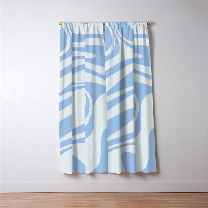 Retro Fantasy Swirl Abstract in Powder Blue Window Curtain Gallery Image 3