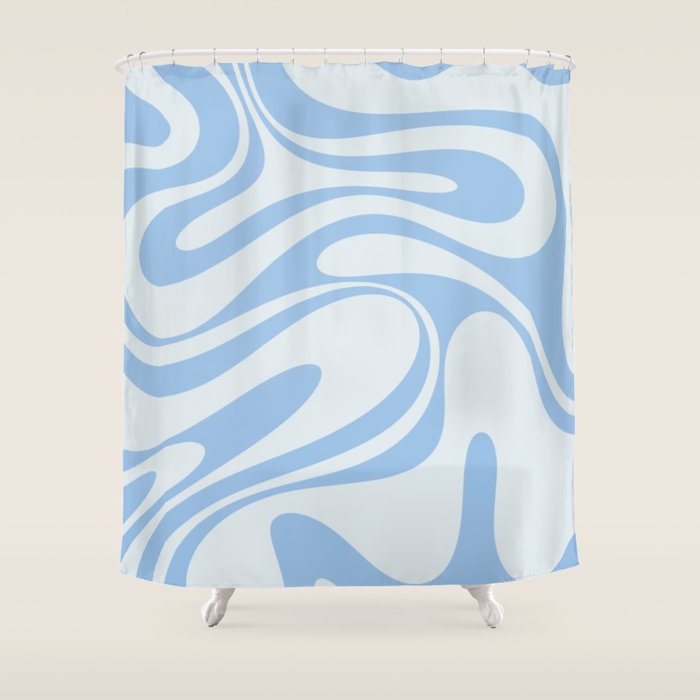 Retro Fantasy Swirl Abstract in Powder Blue Shower Curtain Gallery Image 1