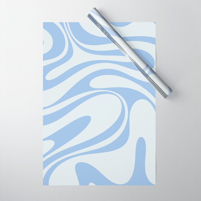 Retro Fantasy Swirl Abstract in Powder Blue Wrapping Paper Gallery Image 1