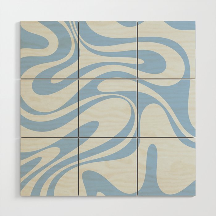 Retro Fantasy Swirl Abstract in Powder Blue Wood Wall Art Gallery Image 1