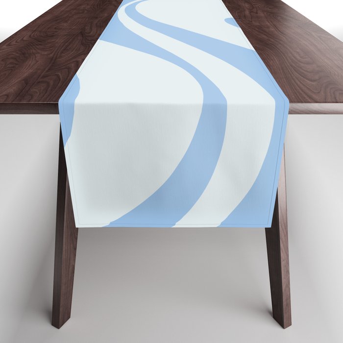 Retro Fantasy Swirl Abstract in Powder Blue Table Runner Gallery Image 1