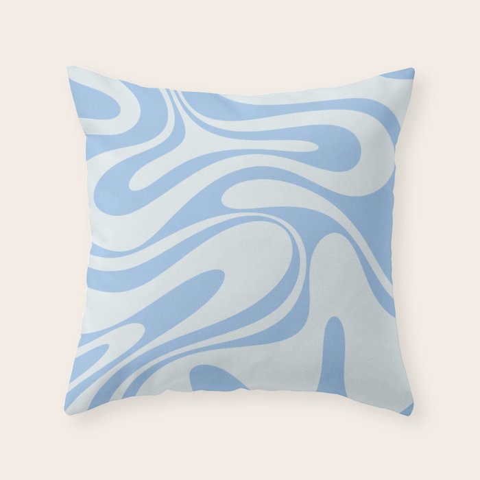 Retro Fantasy Swirl Abstract in Powder Blue Throw Pillow Gallery Image 6