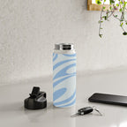 Retro Fantasy Swirl Abstract in Powder Blue Water Bottle Gallery Image 4