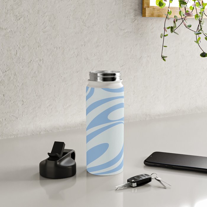 Retro Fantasy Swirl Abstract in Powder Blue Water Bottle Gallery Image 4