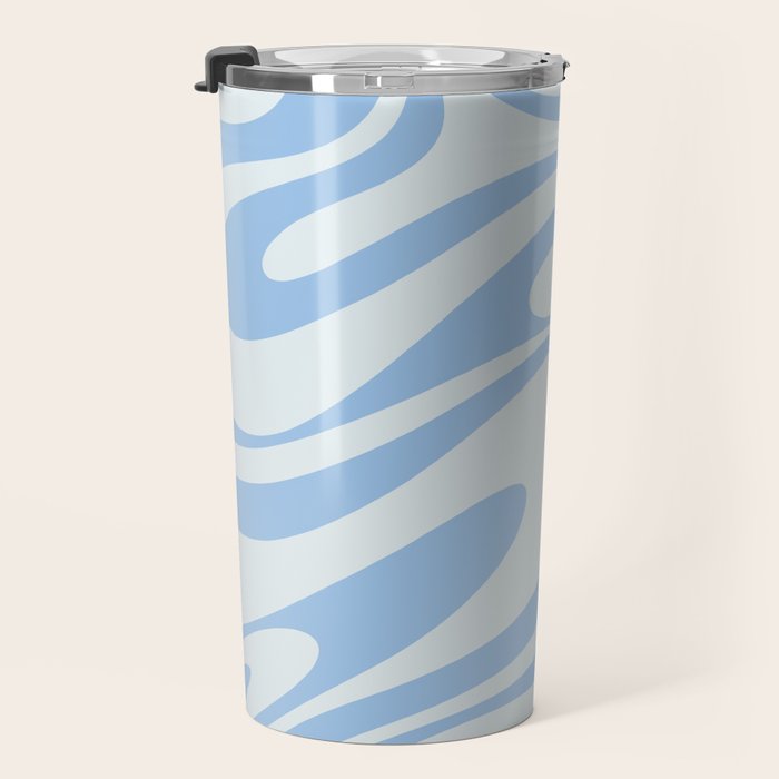 Retro Fantasy Swirl Abstract in Powder Blue Travel Mug Gallery Image 3