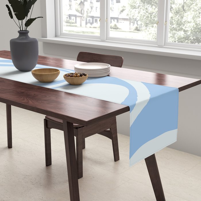 Retro Fantasy Swirl Abstract in Powder Blue Table Runner Gallery Image 2