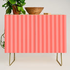 Coral Pink Thin Vertical Stripes Credenza Gallery Image 1