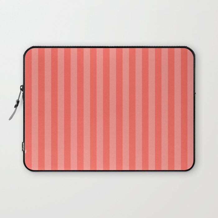 Coral Pink Thin Vertical Stripes Laptop Sleeve Gallery Image 1