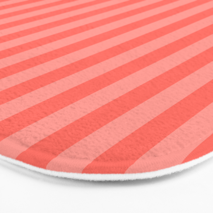 Coral Pink Thin Vertical Stripes Bath Mat Gallery Image 3