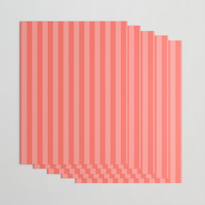 Coral Pink Thin Vertical Stripes Wrapping Paper Gallery Image 3