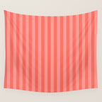 Coral Pink Thin Vertical Stripes Wall Tapestry Gallery Image 4
