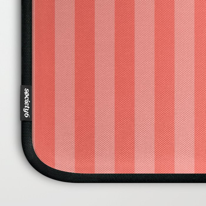 Coral Pink Thin Vertical Stripes Laptop Sleeve Gallery Image 3