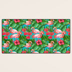 Flamingo birds and tropical garden          watercolor Desk Mat Gallery Image 3