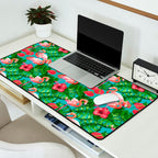 Flamingo birds and tropical garden          watercolor Desk Mat Gallery Image 2