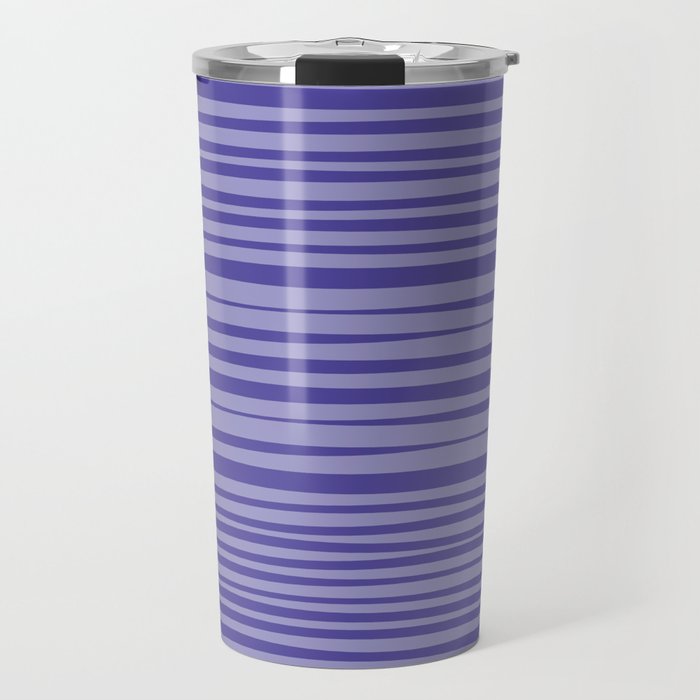 Natural Stripes Modern Minimalist Pattern in Purple on Purple Travel Mug Gallery Image 1