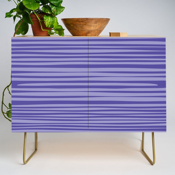 Natural Stripes Modern Minimalist Pattern in Purple on Purple Credenza Gallery Image 1