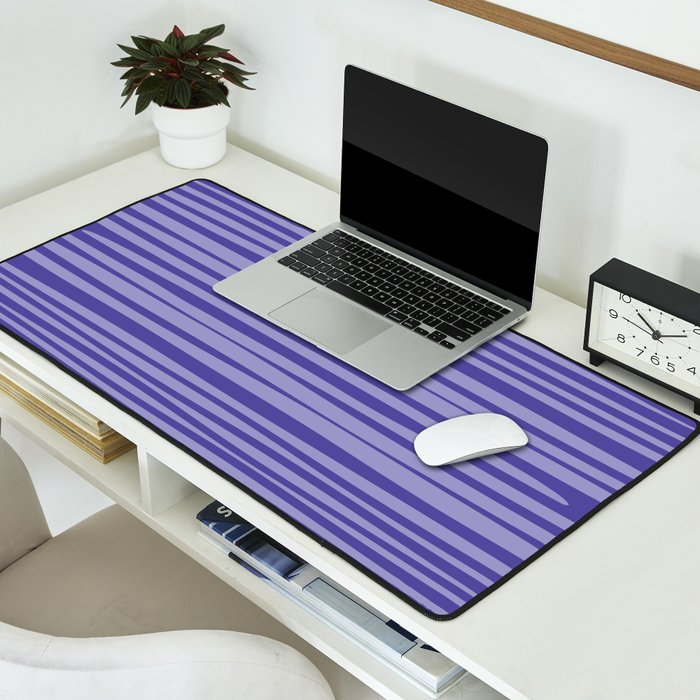 Natural Stripes Modern Minimalist Pattern in Purple on Purple Desk Mat Gallery Image 2