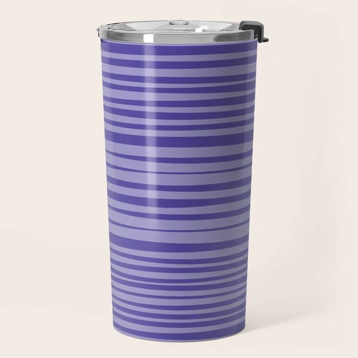 Natural Stripes Modern Minimalist Pattern in Purple on Purple Travel Mug Gallery Image 2