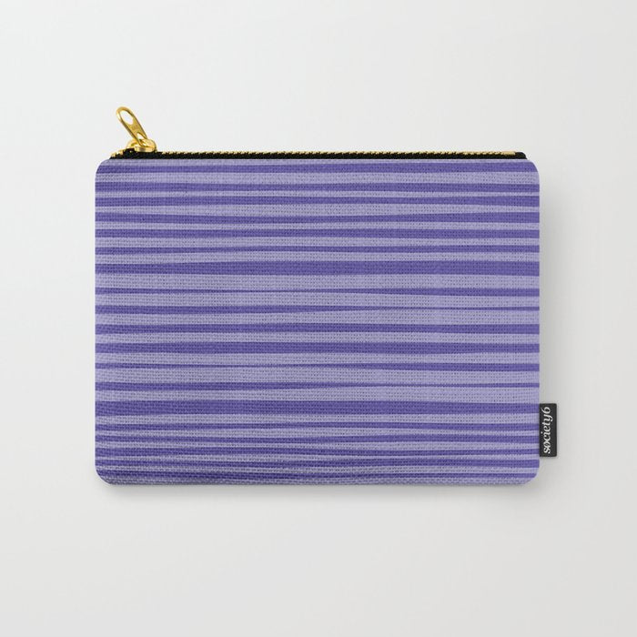 Natural Stripes Modern Minimalist Pattern in Purple on Purple Carry All Pouch Gallery Image 1
