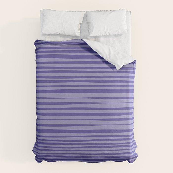 Natural Stripes Modern Minimalist Pattern in Purple on Purple Duvet Cover Gallery Image 1