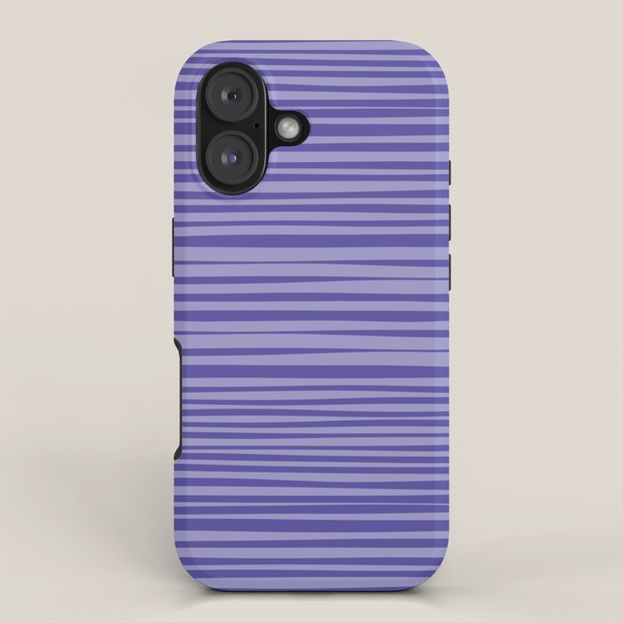 Natural Stripes Modern Minimalist Pattern in Purple on Purple iPhone Case Gallery Image 1