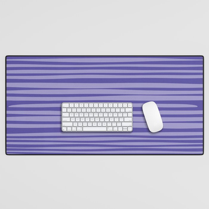 Natural Stripes Modern Minimalist Pattern in Purple on Purple Desk Mat Gallery Image 1