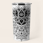 Lotus Blossom Mandala - Black Palette Travel Mug Gallery Image 1