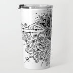 Lotus Blossom Mandala - Black Palette Travel Mug Gallery Image 3