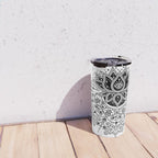 Lotus Blossom Mandala - Black Palette Travel Mug Gallery Image 4