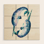 Blue Narwhals Wood Wall Art Gallery Image 1