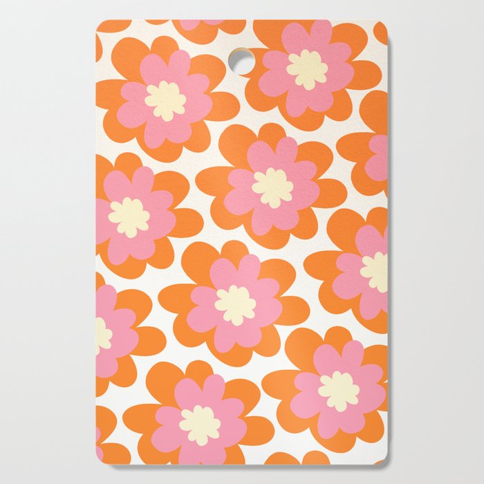 Pink and Orange Flower Pattern Cutting Board Gallery Image 1