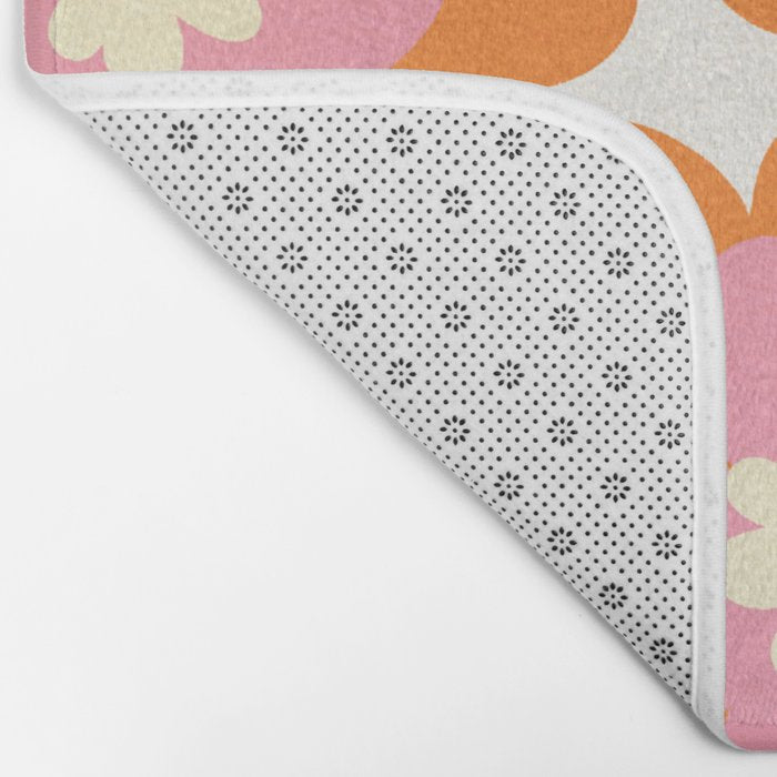 Pink and Orange Flower Pattern Bath Mat Gallery Image 2