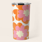 Pink and Orange Flower Pattern Travel Mug Gallery Image 1