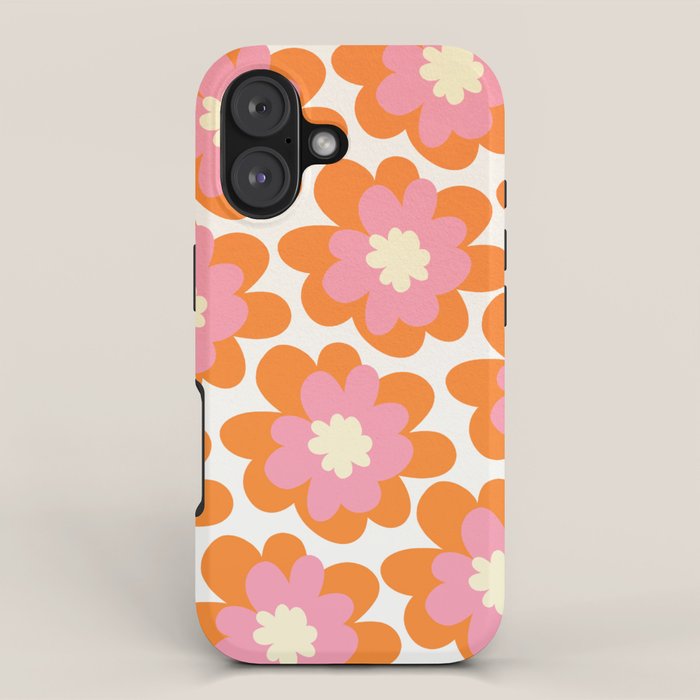 Pink and Orange Flower Pattern iPhone Case Gallery Image 1