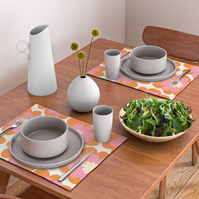 Pink and Orange Flower Pattern Placemat Gallery Image 2